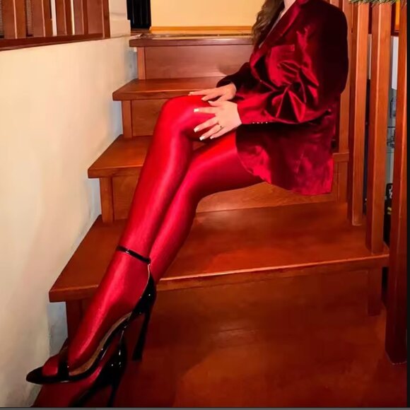 My Glossy Satin Luster Faux Latex Nylon Full Pantyhose Kink - Picture 4 of 16